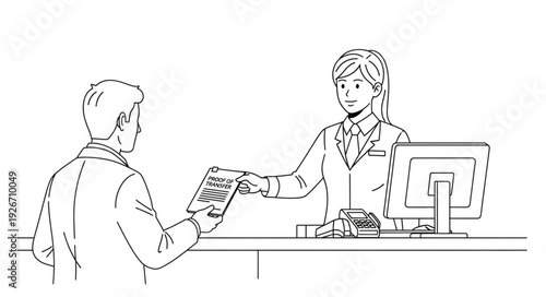Customer Receiving Documents from Clerk.