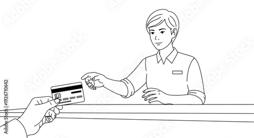 Cashier Processing Credit Card Payment.
