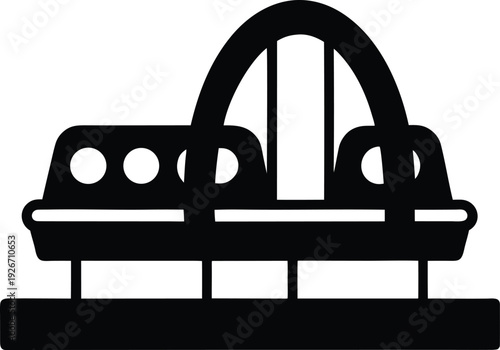 ab coaster machine silhouette vector art illustration, black and white design