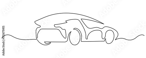 Continuous one line art of a SUV sport car. Car drawing vector, continuous single one line art style isolated on white back. 
