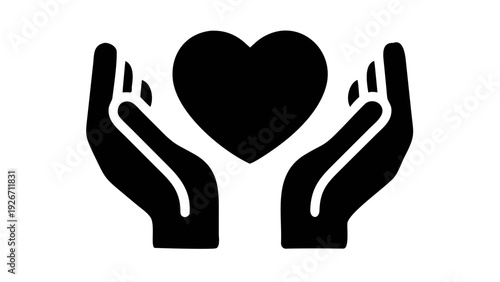 Caring hands cradling a heart symbol