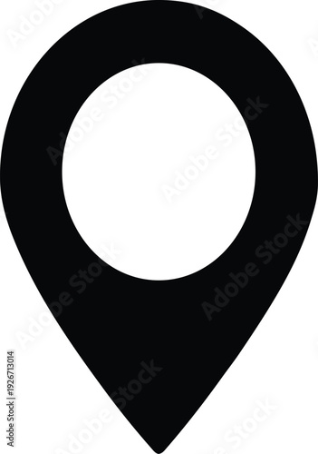 Black Map Pin Icon Showing Location Point on White Background Simple Navigation Symbol