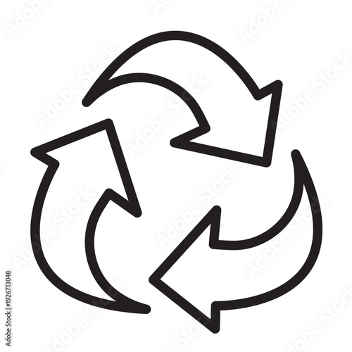Recycle Arrows Line Icon Circular Recycling Symbol Outline Vector