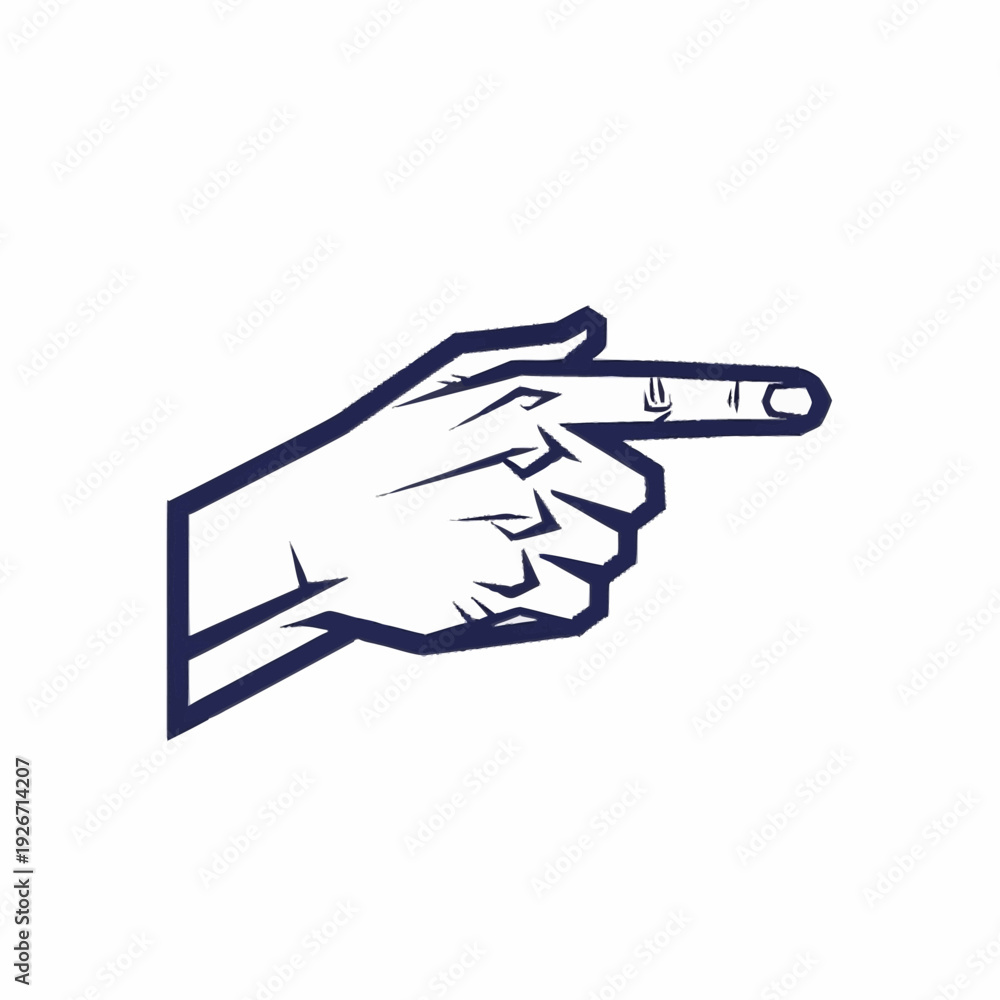 Obraz premium Stylized Hand Pointing Directional Gesture Icon.