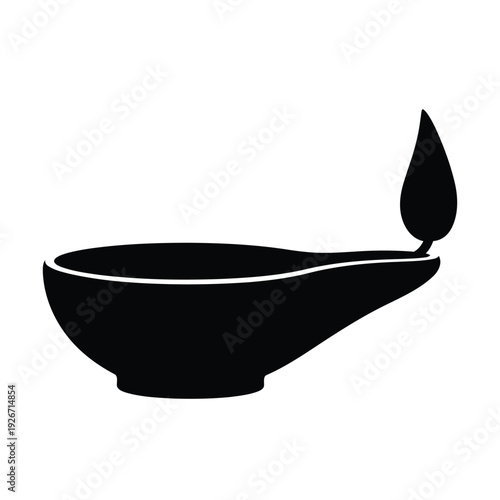 Traditional oil lamp silhouette, a symbol of light and festivity