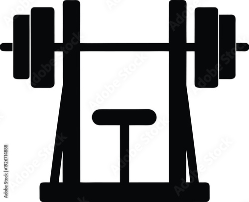 chest press machine silhouette vector art illustration, black and white design