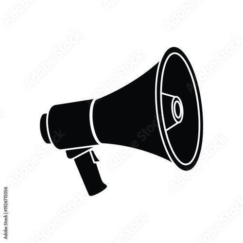 Black Megaphone Icon for Public Announcements and Effective Communication