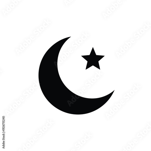 Islamic Crescent Moon and Star Symbol Illustration