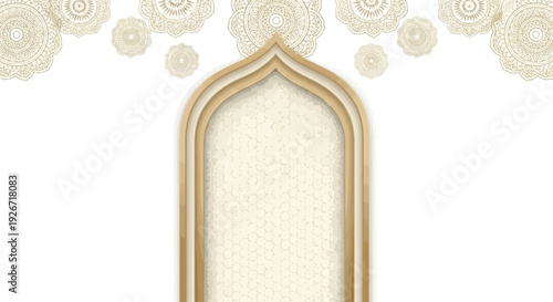 Intricate archway with ornate details and mirror finish in vector style