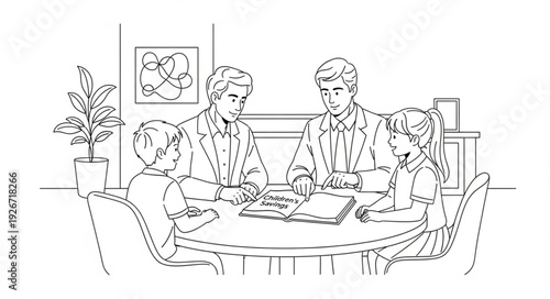 Family Sitting Around Dining Table.