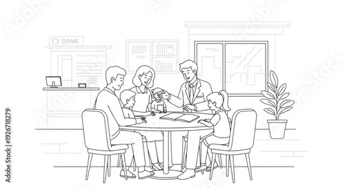 Family Sitting Around Dining Table.