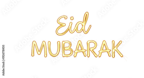 Eid Mubarak greeting card with golden neon light text Vector