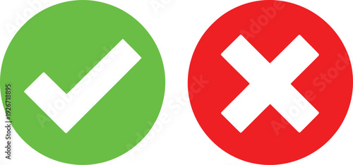 Green checkmark and red cross icons on white background