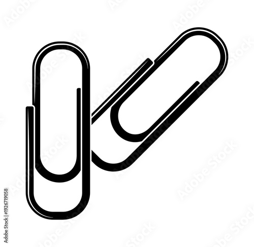 Black paper clips silhouette without background