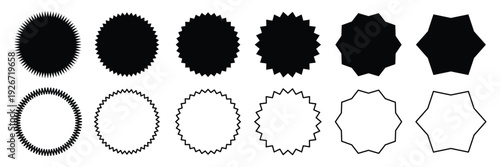 Set of black badges shape icon collection. Sales badge symmbol.