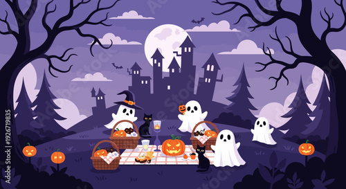 Ghosts having Halloween party.