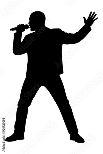 Vector graphic of a male singer performing passionately with a microphone