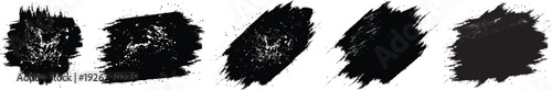 Vector black paint brush spots, Set of black paint, ink brush strokes, lines Dirty artistic design elements, boxes, frames for text.