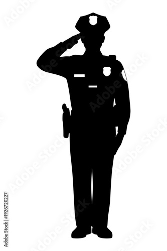 Uniformed police officer vector graphic rendering a formal salute.