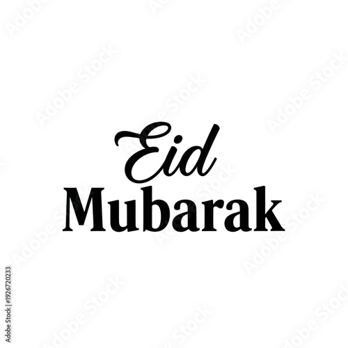 Eid Mubarak Calligraphy Text - Islamic Holiday Greeting, Festive Celebration