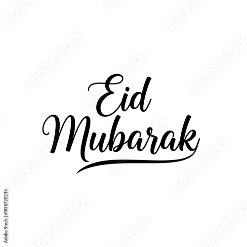 Eid Mubarak Calligraphy Text - Islamic Holiday Greeting, Festive Celebration