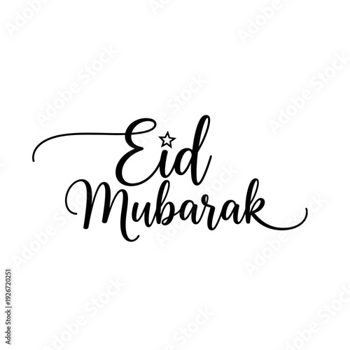 Eid Mubarak Calligraphy with Star: Festive Islamic Holiday Greeting Text Design