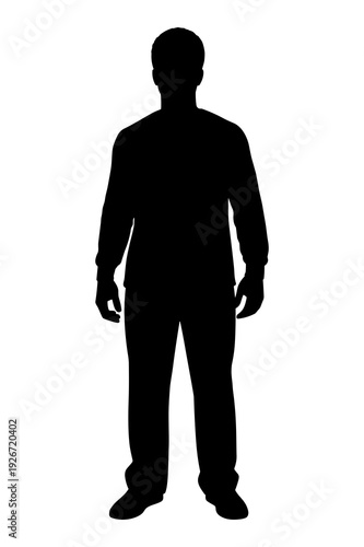 Simple black silhouette vector graphic illustration of a standing man