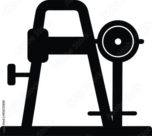 leg curl machine silhouette vector art illustration, black and white design