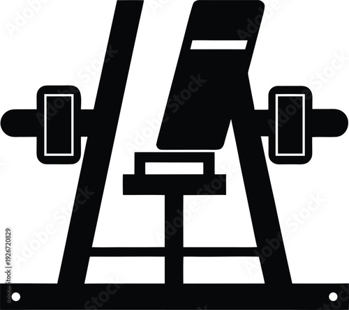 leg press machine silhouette vector art illustration, black and white design