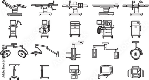 A comprehensive illustration of diverse medical equipment.
