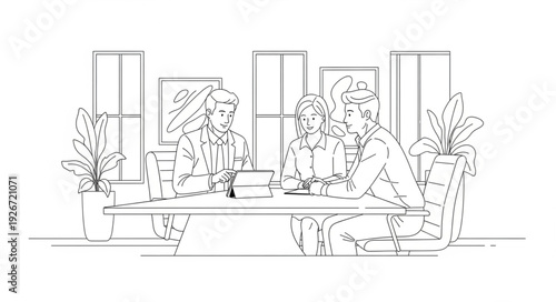 Illustration of People Dining Together.