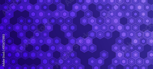 Blue Hexagon Pattern. Abstract Medical Chemical Tech Background. Hexagonal Pattern for Hi-Tech Science Design. Cyber Hexagon 3D Grid Sci-Fi Game Backdrop. Vector Illustration.
