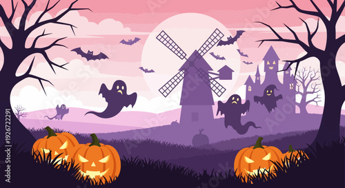 Halloween Pumpkins and Ghosts.