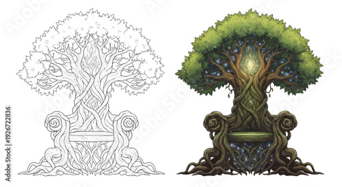 Enchanted Tree Throne, Mystical Nature Seat, Fantasy Forest Throne, Fairy Tale