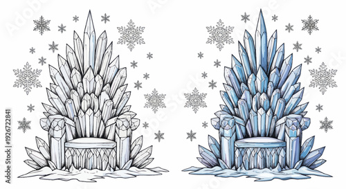 Ice Throne with Snowflakes - Winter Fantasy Seat