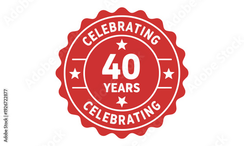Celebrating 40 Years Red Circle Badge Icon