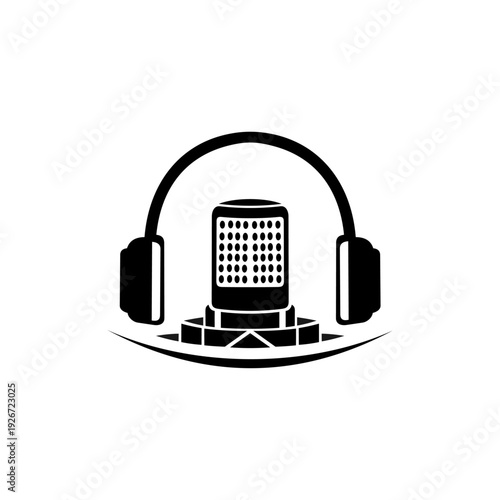 Podcast and handheld radio logo icon. Vector illustration.