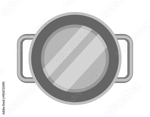 Stainless steel saucepan. Vector flat clipart isolated on white background.