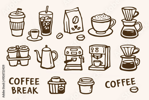 Coffee Break Doodle Illustration