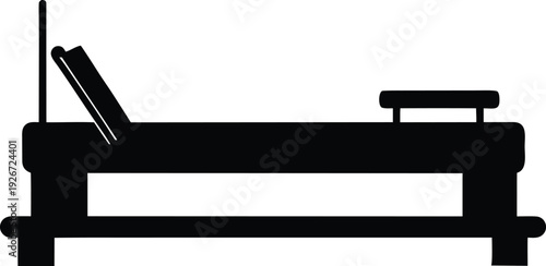 pilates reformer machine silhouette vector art illustration, black and white design