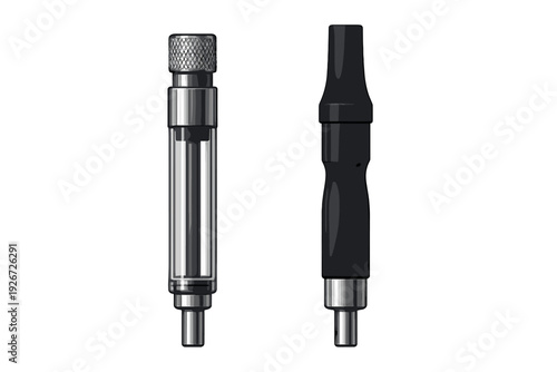 Clear electronic cigarette tank and black vaping device mouthpiece components