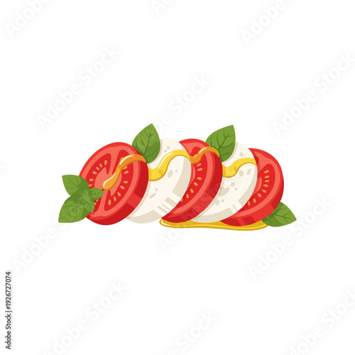 Caprese Salad Realistic Flat Vector Italian Food