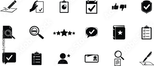 Black silhouette icons set with various symbols and objects silhouette
