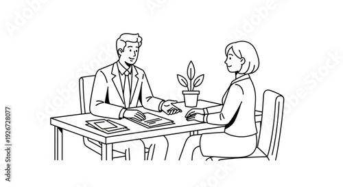 Man and Woman Discussing Documents.