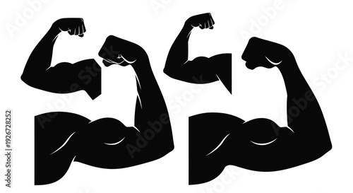Strong arms flexing demonstrating physical power and fitness silhouette