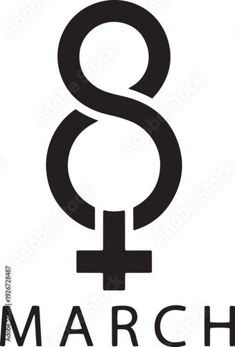 A black and white logo featuring the Venus symbol and the number 8, with the text 'MARCH' below it.