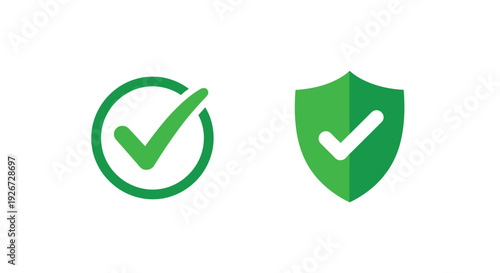 Green checkmark and shield icons displayed on a white background silhouette