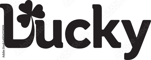 A black and white logo with a shamrock and the word 'Lucky' in a stylized font.