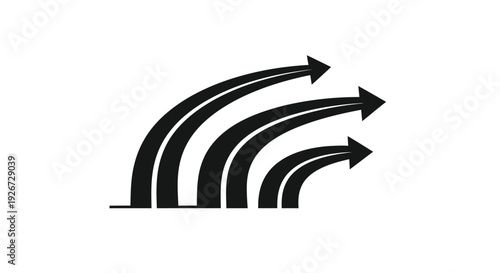 Curved arrows pointing forward creating a dynamic visual silhouette