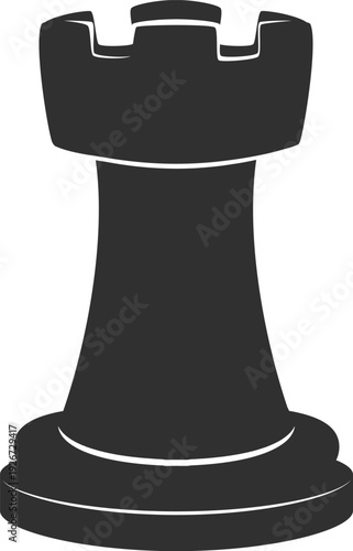 Rook black icon. Chess piece. Game figure